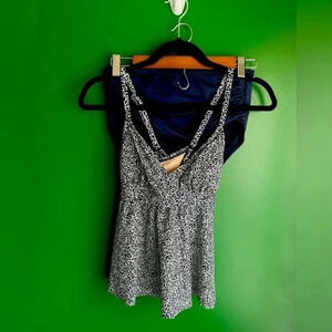 Kona Sol High Waisted Tankini Set Top & Bottoms Blue Size S Small EUC‎ 2 piece